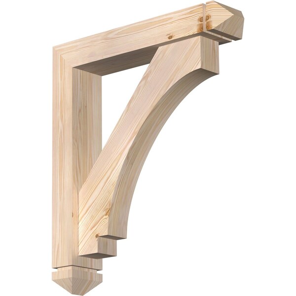 Ekena Millwork Imperial Arts and Crafts Smooth Bracket w/ Offset Brace, Douglas Fir, 5 1/2"W x 28"D x 32"H BKT0604X28X32IMP03SDF - main